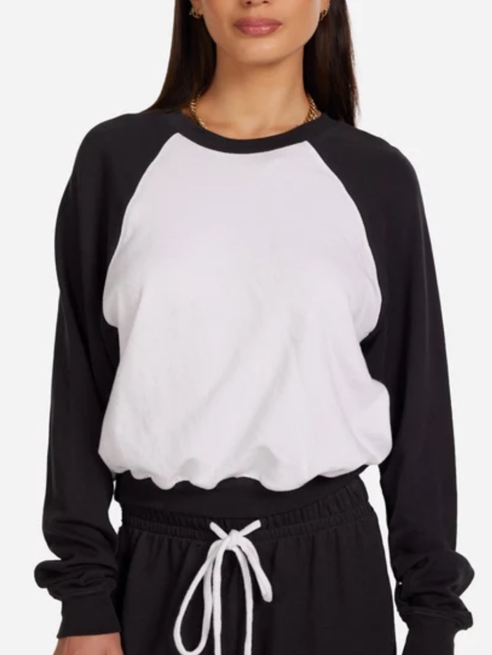Michael Lauren never worn Black & White Raglan Crop Sweatshirt